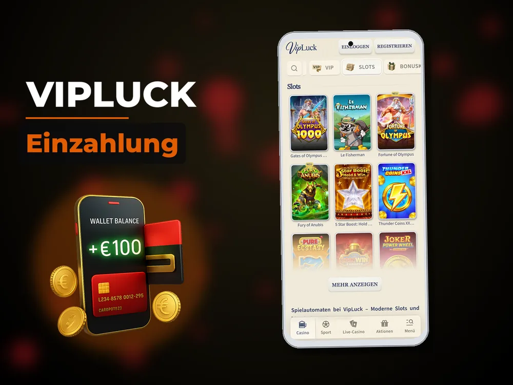 Vipluck - Einzahlung